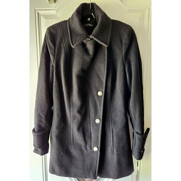 Calvin Klein Premium Black Wool Blend Jacket Coat Size 6 NWT - Picture 1 of 11